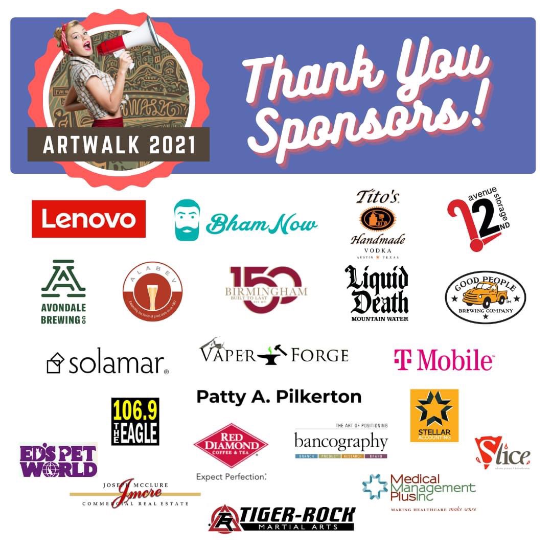 We ❤ our sponsors!  Artwalk would not be possible without the support of these amazing individuals and corporations 👇👇👇 Thank you for all you do to make Artwalk happen!