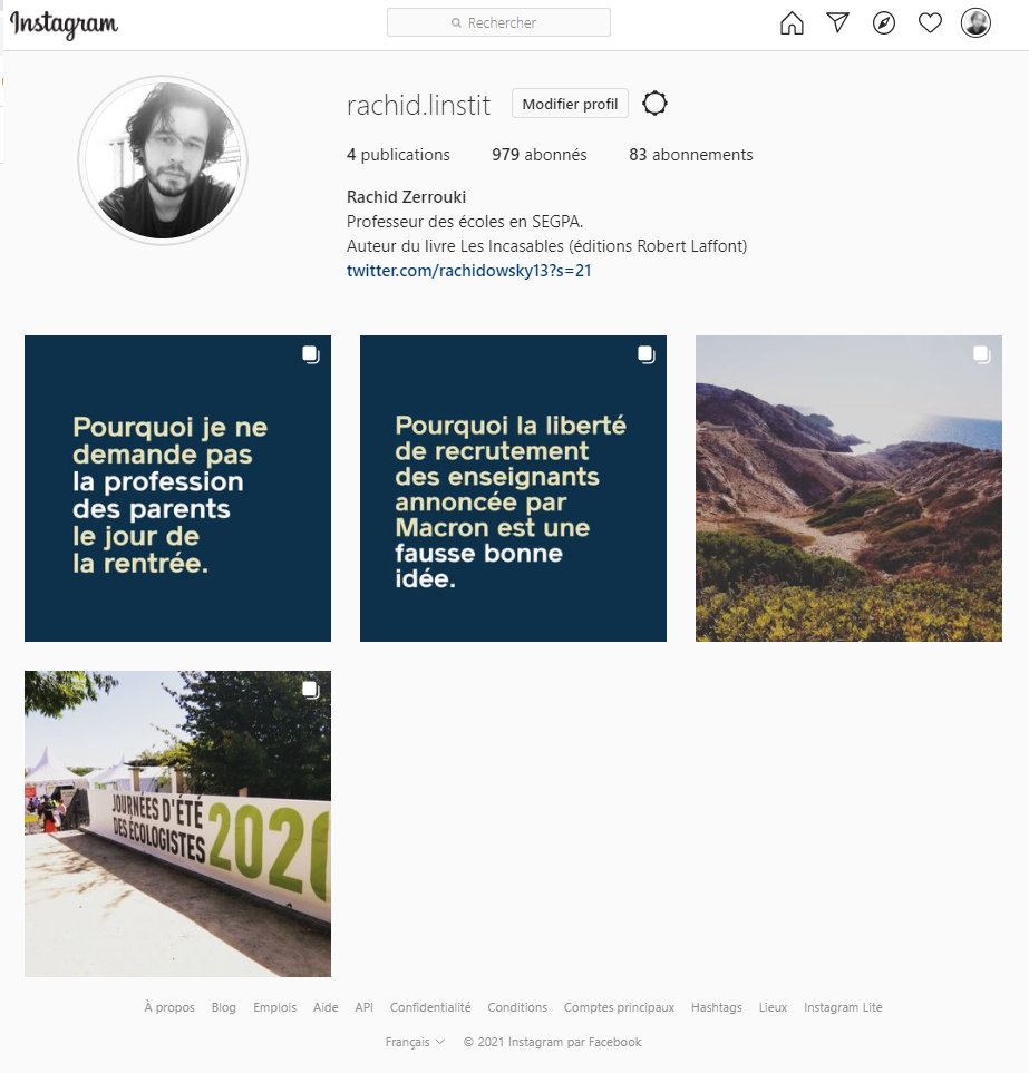 rachidowsky13's tweet image. Les amis, je me suis lancé vingt ans après tout le monde sur instagram. Réflexions pédagogiques, paysages marseillais et vélos balancés sont au programme.
Si vous voulez me rejoindre là-bas, c'est par ici :)
➡ instagram.com/rachid.linstit/