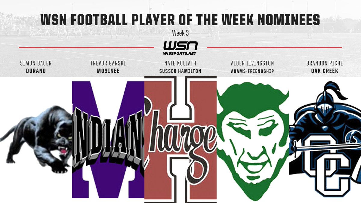 TravisBOUND's tweet photo. Week 3 WSN Football Player of the Week Nominees https://t.co/KW6eDRQE0I  #wisfb https://t.co/3BAVO3QMjb