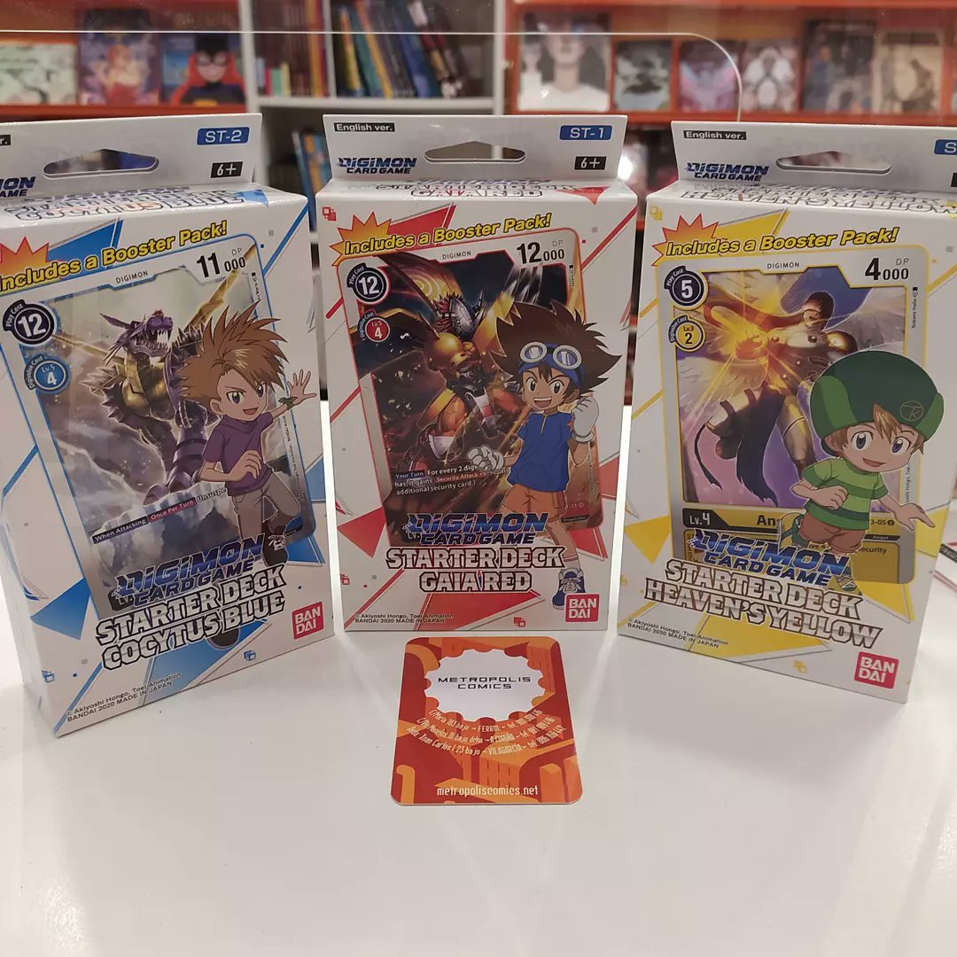 metropol_comics's tweet photo. Seguimos reponiendo producto de #Digimon y #Dragonball #tcg para l@s más jugon@s, #starterdecks #cocytusblue #Gaiared #Heavensyellow #CrossSpirits #boosterdrafts...

Os recordamos que los jueves por la tarde jugamos a Digimon en tiendas, ¡animaos a participar!!;). https://t.co/4sVwwKfpky