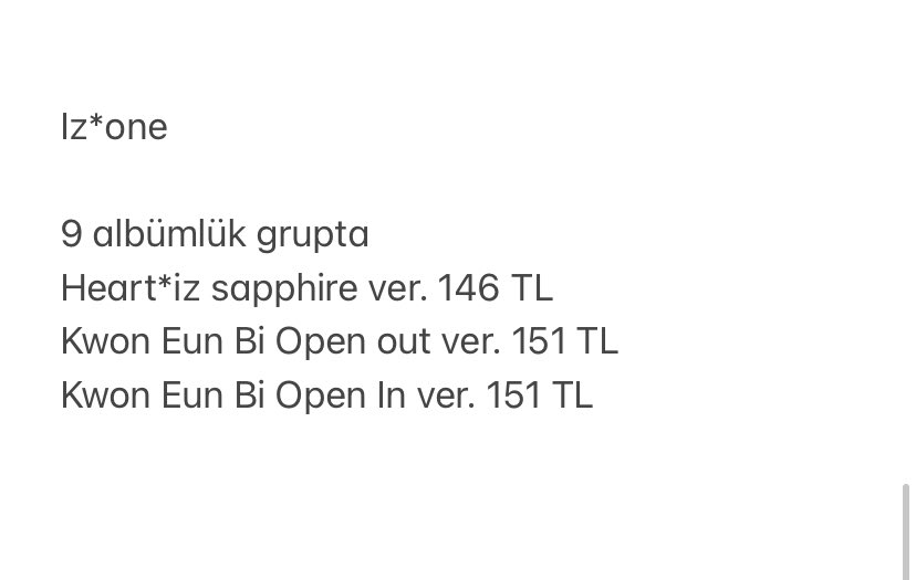 ☘️ Iz*one Fiyat Listesi ☘️