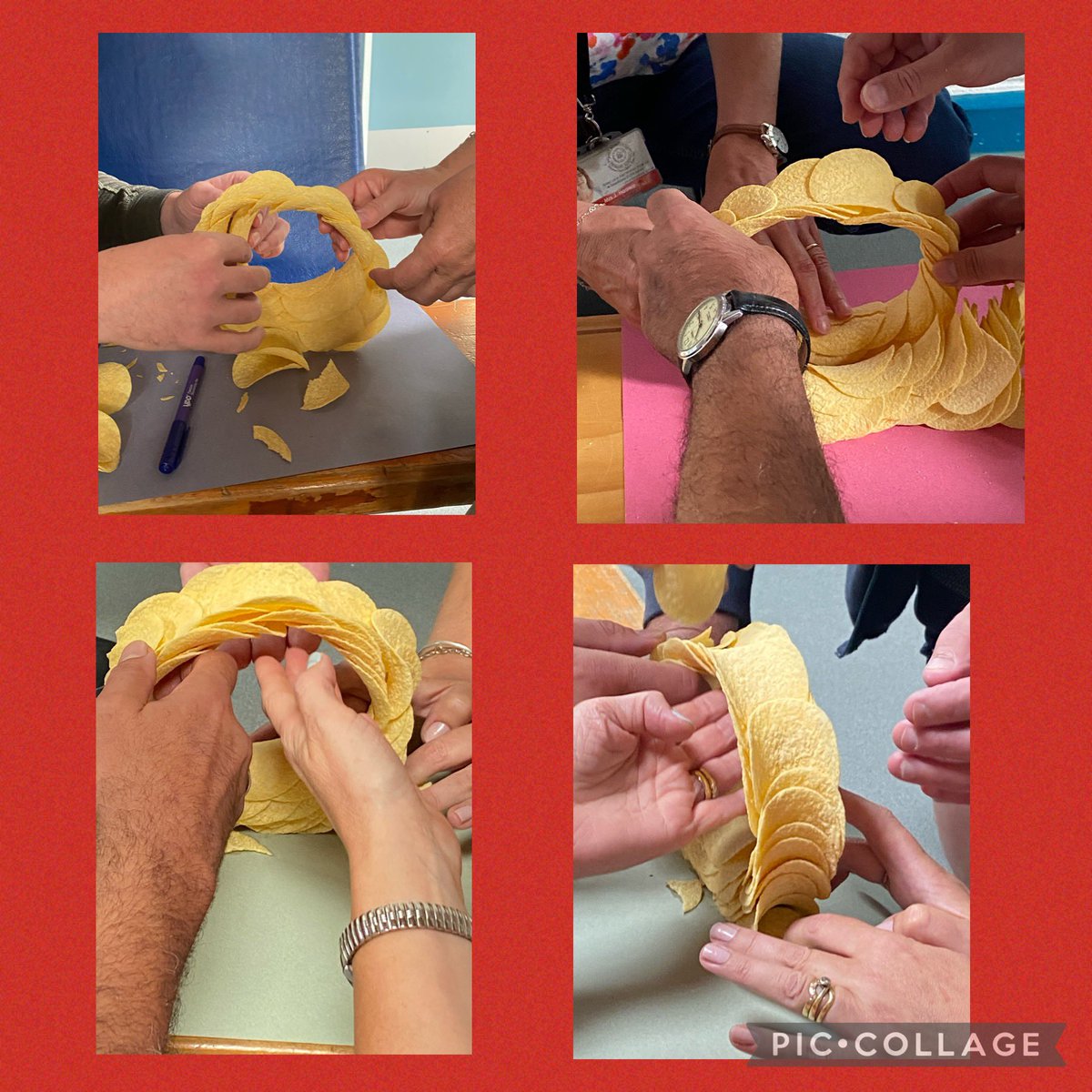 anneproctor31's tweet photo. These Pringles sculptures took teamwork and patience ! #nosnacking #pringleringle #challenge @Pringles_UK @Pringles https://t.co/w1KvWq3M3G