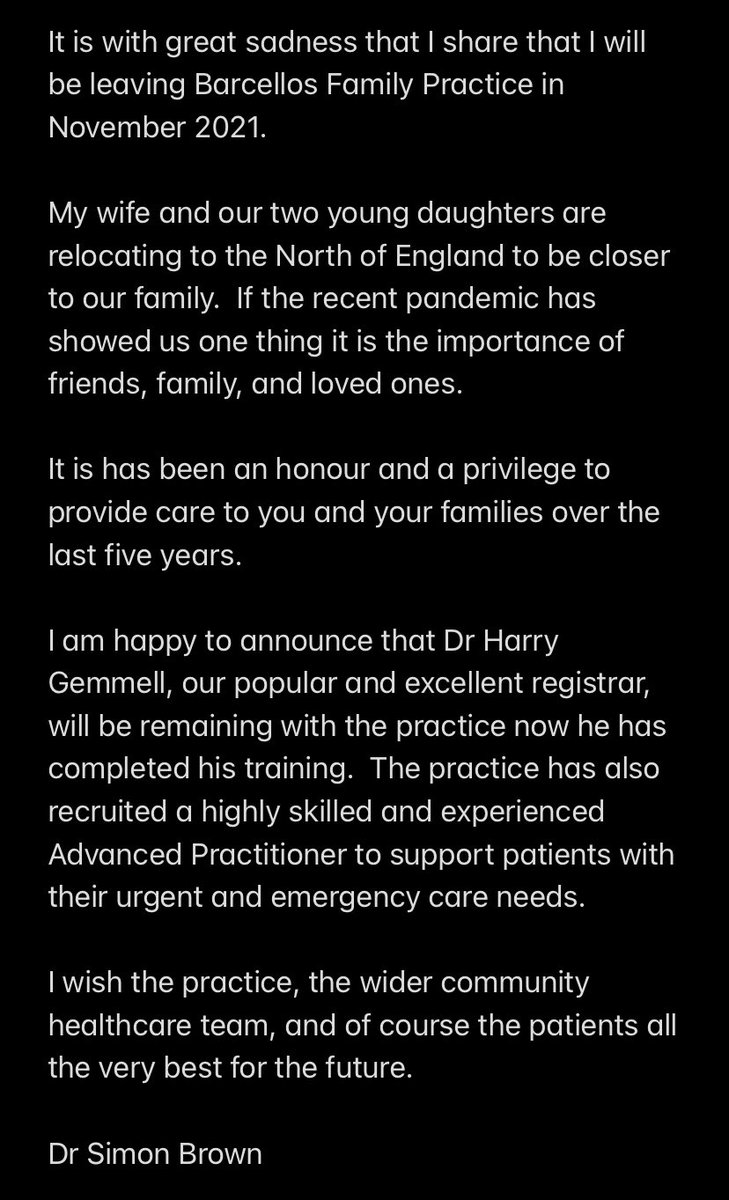 A message from Dr Simon Brown…