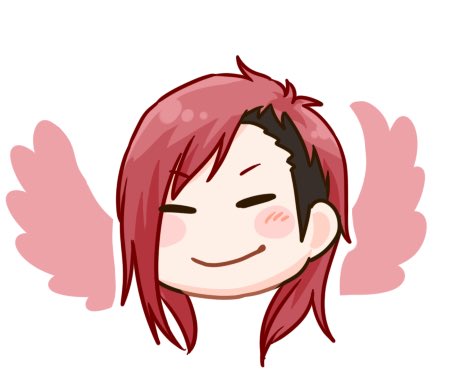 solo smile wings closed eyes red hair white background black hair  illustration images