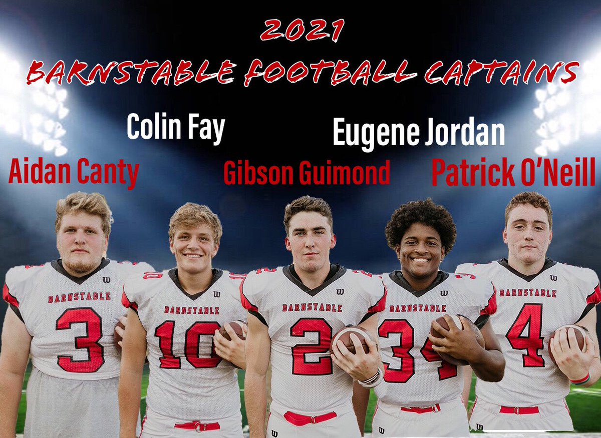 2021 Barnstable Football Captains 🏈
<a href="/AidanCanty3/">Aidan Canty</a> <a href="/colinfay10/">Colin Fay</a> <a href="/GibsonGuimond/">Gibson Guimond</a> <a href="/EugeneJ34/">Eugene Jordan</a> @o_neill45