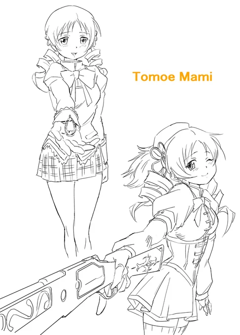 魔法少女まどか☆マギカ #二次創作 #魔法少女まどかマギカ #巴マミ #水橋かおり #MadokaMagica #線画 #まどマギ #スケッチ #鹿目まどか #悠木碧 https://t.co/lqVJgPj9MH 