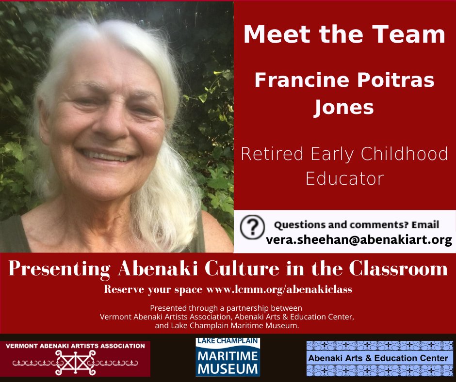 Good news! Francine, a retired early childhood educator, will be joining us with music, stories, and games. Space is limited. Register at lcmm.org/abenakiclass 
Presented through a partnership between <a href="/vtabenakiarts/">Abenaki Art</a>, <a href="/LCMaritime/">Lake Champlain Maritime Museum</a>, and Abenaki Arts &amp; Education.