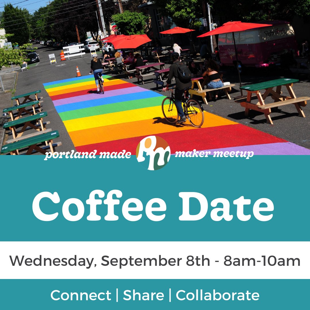 This month’s Coffee Date is outside and FREE! Find out how you can attend this networking event for local makers here —> bit.ly/September8Coff… #portlandmade #coffeedate #portland