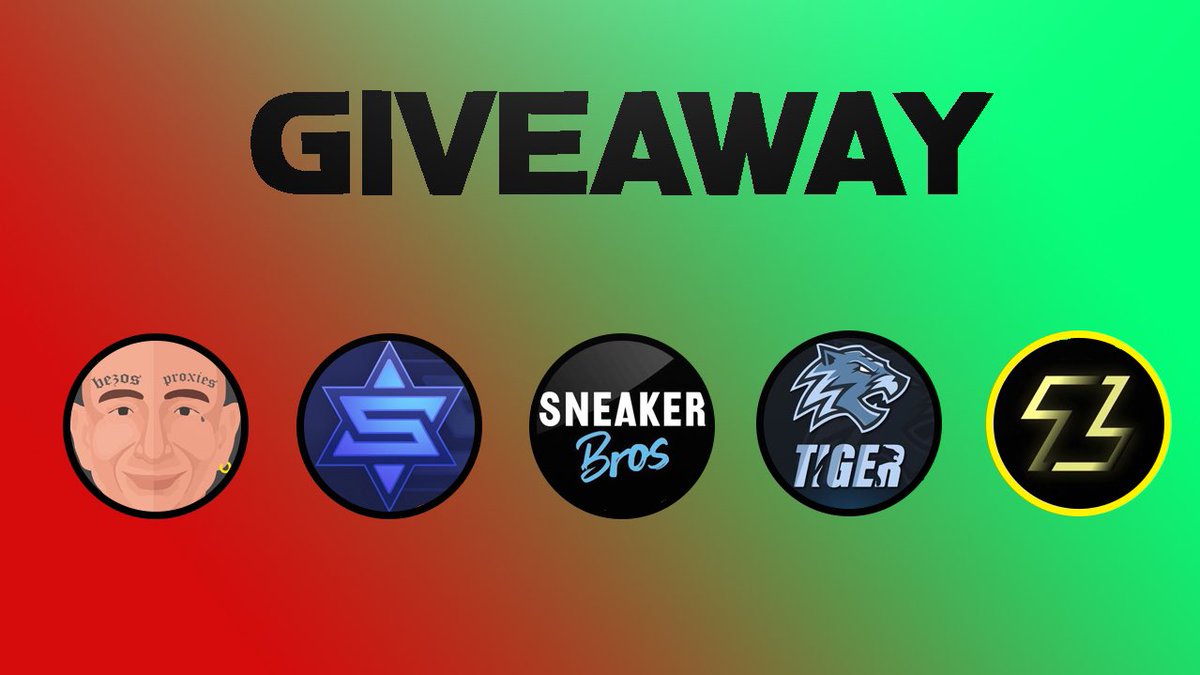 🎁 GIVEAWAY! 🎁

<a href="/BezosProxy/">BezosProxy</a> x20 DCs
<a href="/SyderMarket/">Syder</a> x1 Free Rent
@SneakerbrosDE x2 Keys
<a href="/TigerProxiesIO/">Tiger Proxies</a> x1 2GB
<a href="/ZeusMonitor/">Zeus Monitor</a> x1 Free Week

How to enter? 🤔

Follow All 👥
Like ❤️
RT 🔁
Tag 1 Friend 🖊

Good Luck! 🍀