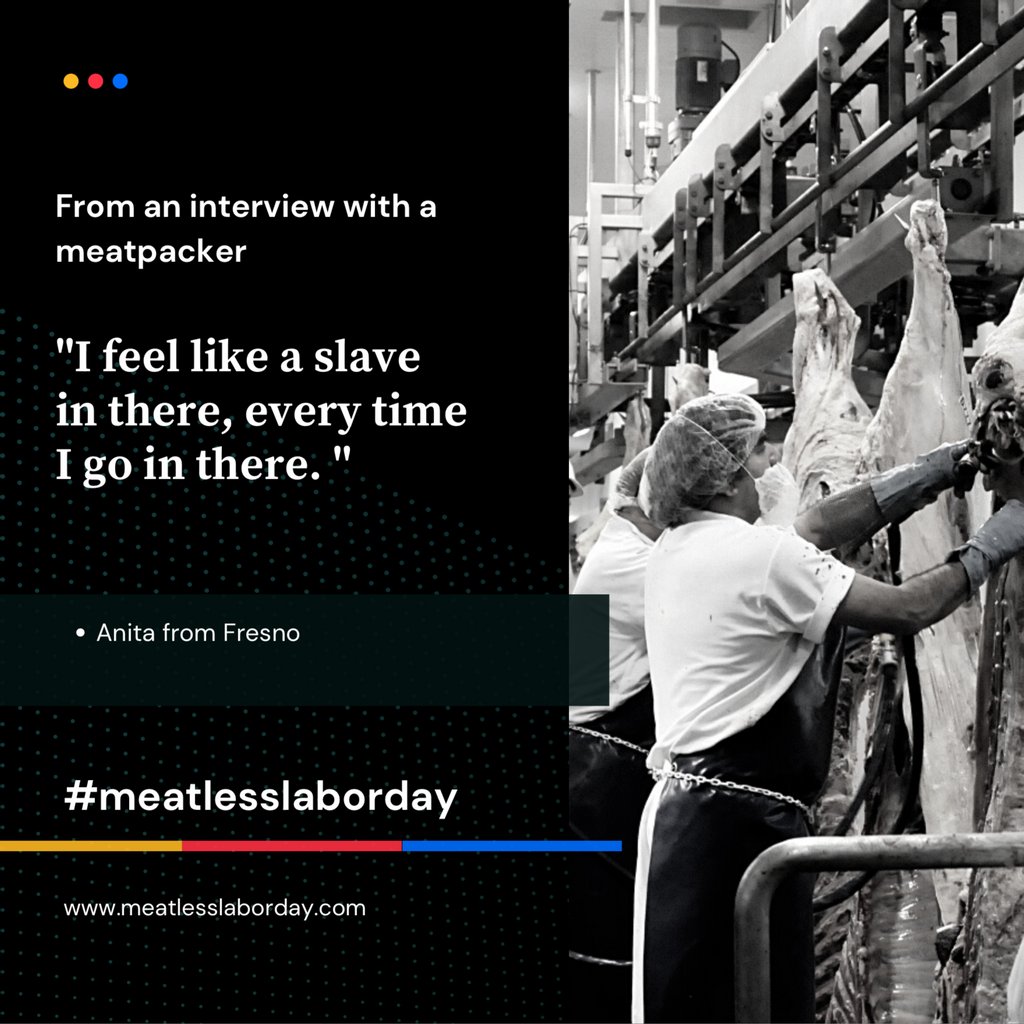 BraveNewLifePr1's tweet photo. "Other factory line work can be tedious to varying degrees, but never involves blood, feces, and putrid smells, and is considered highly preferable over meat processing"
https://t.co/OCKpE7eURD
#workerrights #laborday2021 #meatlesslaborday #usa #foodsystems #pledge #change https://t.co/lUBkOmYzLZ