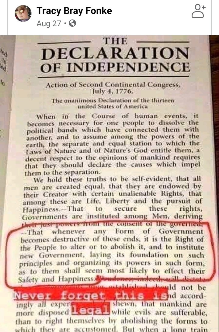 Over on Facebook they don't know the difference between the Declaration of Independence and the Constitution. https://t.co/Vm2b8BPyyW