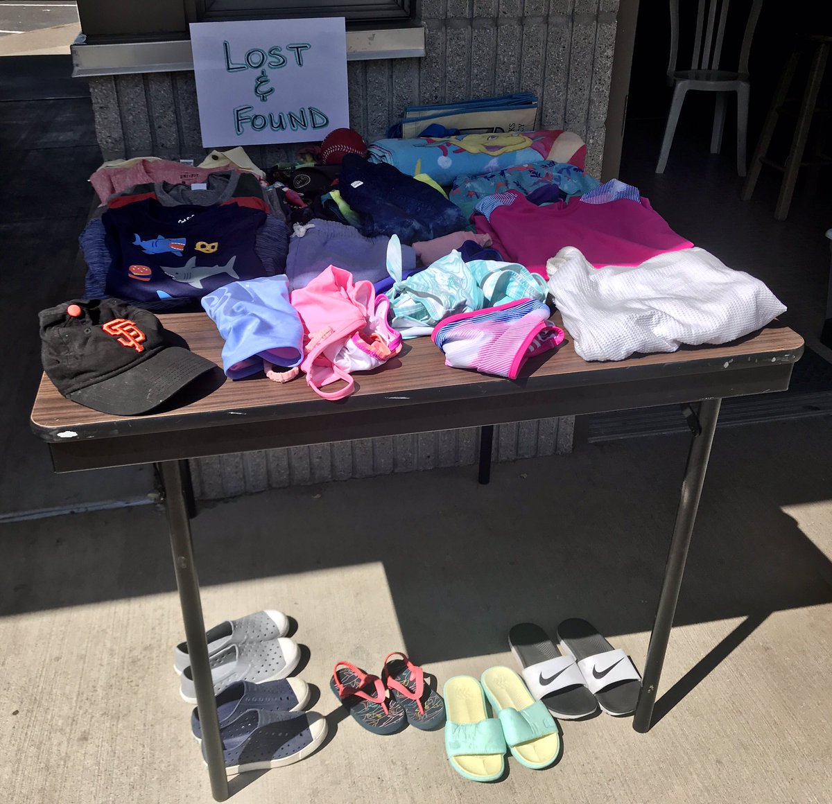 EugeneCCPool's tweet photo. Happy Labor Day from the pool!  We are open until 8pm if you would like to come swim and/or relax.  Poolside Cafe is also open until 7pm.  Also check out the Lost &amp; Found table for anything that may have disappeared at the pool. https://t.co/EBgvdihel2