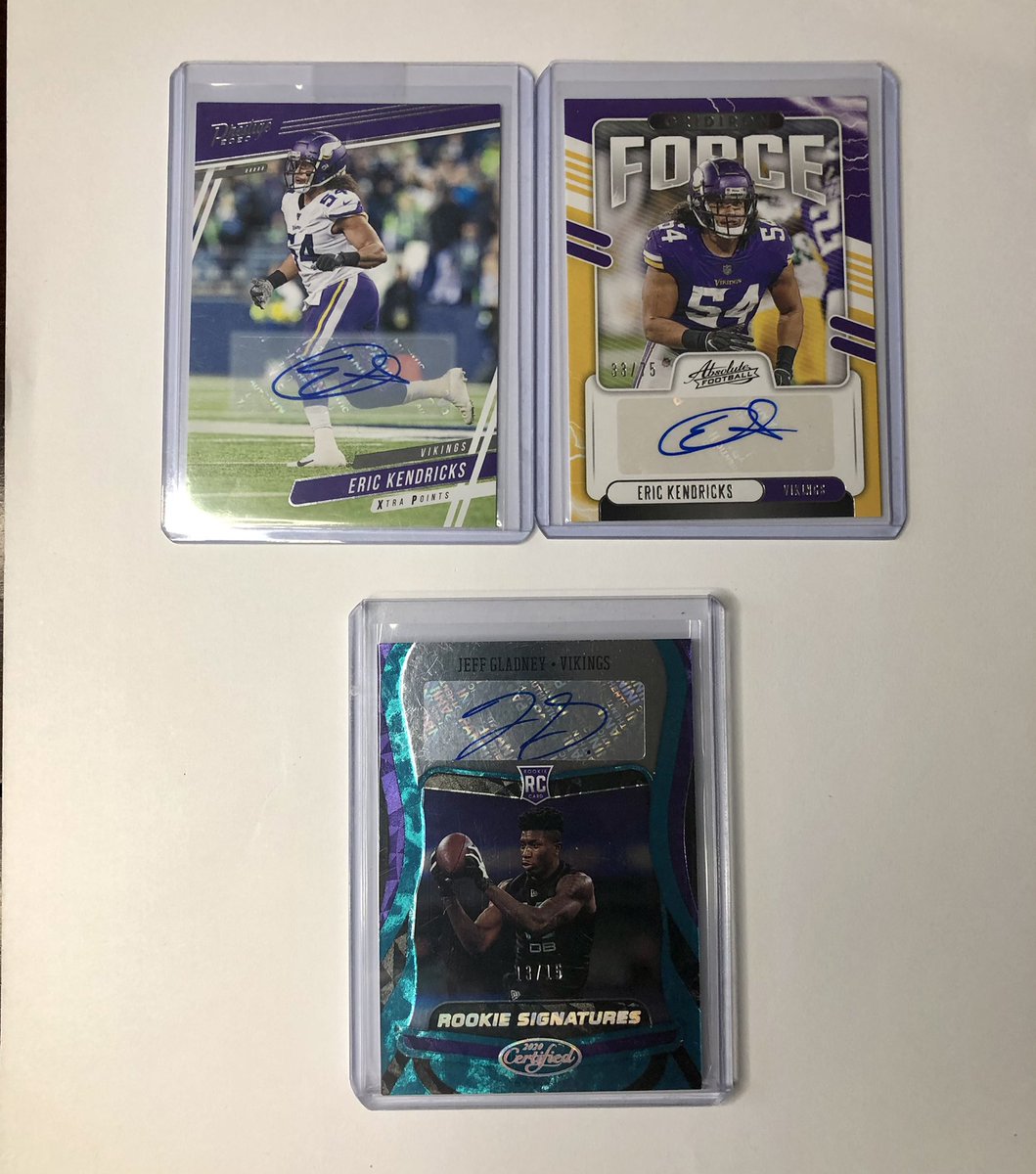 Minnesota Vikings Lot $12 
Add $4 BWMT

Jeff Gladney /15
Eric Kendricks /75
<a href="/HobbyConnector/">The Hobby Connector ™</a> <a href="/Hobby_Connect/">Hobby Connection(Colton)</a> <a href="/sports_sell/">@SPORTS_SΞLL</a>