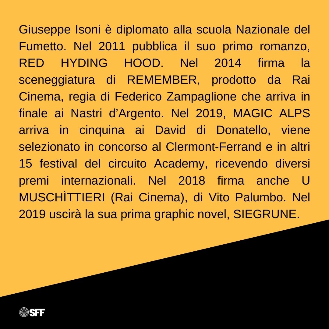 Ecco la Giuria della sezione #SENTIEROFILMPITCH2021.
.
Continuiamo con Giuseppe Isoni, sceneggiatore, felici di averlo nella nostra prima giuria! 😉
. 
📣Sarà presente al Festival durante la Sessione dei Pitch aperta al pubblico Sabato 11 Settembre ore 15.00. 📣