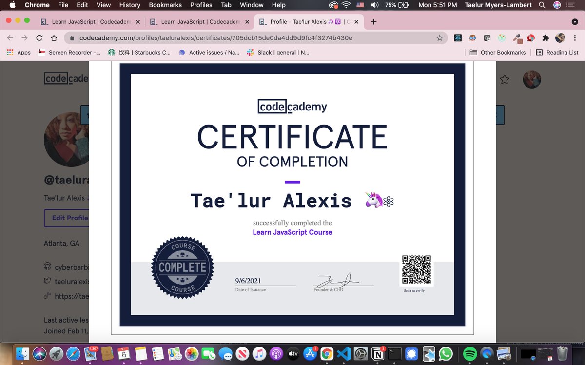 TaelurAlexis's tweet image. As a promise to my old self, I finished the intro to JavaScript course I started years ago lol I ended up becoming a frontend developer but I never actually finished this course. I restarted it the other day. Now I can say I&apos;ve finished the first coding course I ever tried