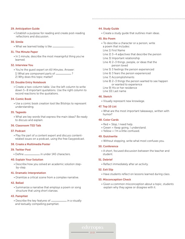 53 Ways to Check for Understanding 👇
---
bit.ly/2WXcBeV <a href="/finleyt/">Todd Finley</a> <a href="/edutopia/">edutopia</a> 
#learning #educoach #edchat #k12