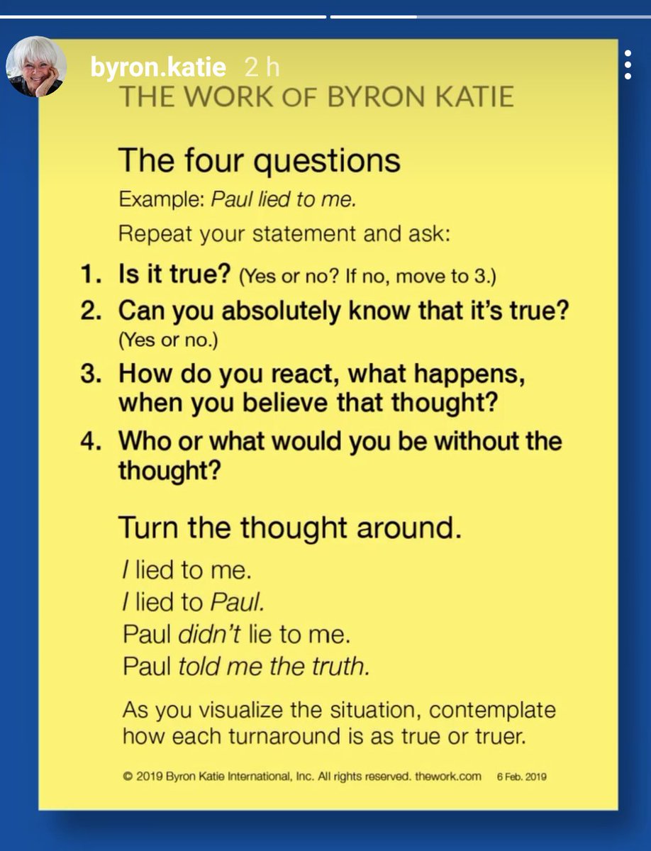 lukysta's tweet photo. I am so thankful for this powerful inquiry tool #thework from @ByronKatie https://t.co/SfGUz0THIm