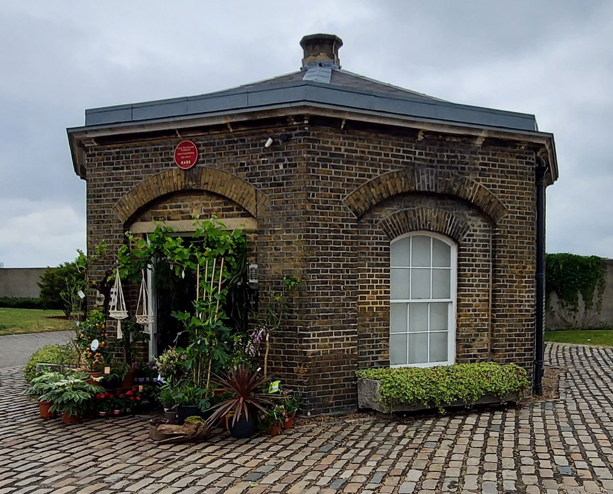 A former guardhouse at Woolwich Arsenal, re-used as a flower shop.