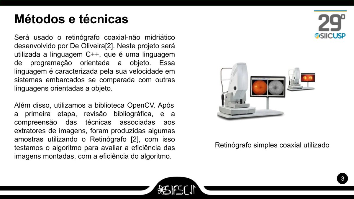 sifscposteres's tweet photo. Desenvolvimento de técnica de mosaico para produção de imagens de retinografia
#ÓpticaeFotônica #SIFSC11 https://t.co/BjkRBpEAXb