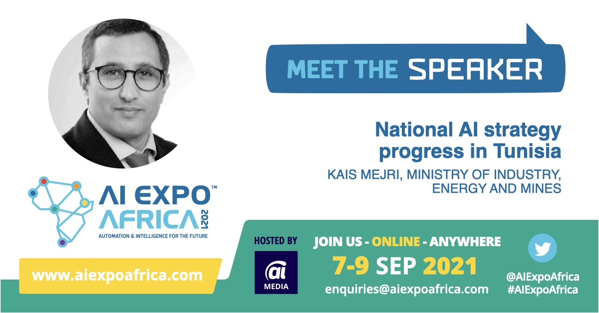 Honored to take part for the second time to AI Expo Africa - 2021 edition to speak about #AI_Roadmap of the ministry of industry and the ongoing national #AI_Strategy for Tunisia.
Looking forward to meeting you there.
#AIExpoAfrica