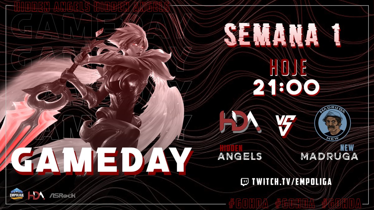 Boa noite anjinhos 👼

Hoje começou nossa fase de grupos, e pra estrear, vamos jogar contra a <a href="/MadrugaEsports/">Madruga e-Sports</a> NEW na @empoligaoficial em uma md1 dupla. Acompanhem o jogo e quero ver muita torcida🔥
🎥twitch.tv/empoliga
⏰21:00

<a href="/ASRockInfo/">ASRock</a> #GOASROCK #GOHIDDENANGELS #GOHDA