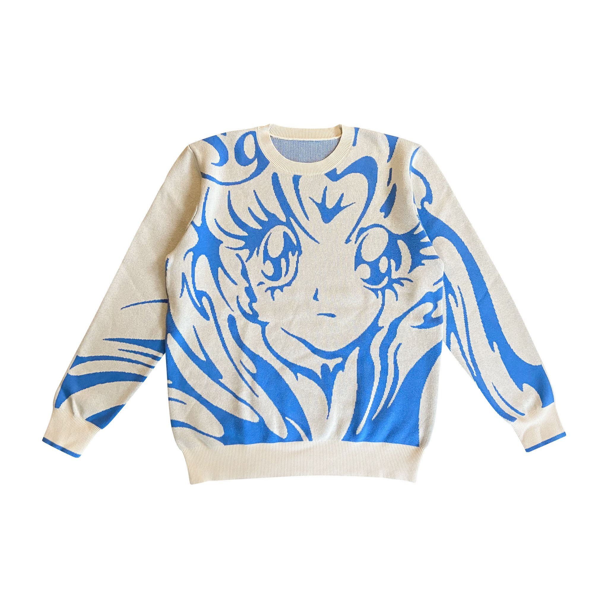 CURSE on X sailor moon knit sweater SEPTEMBER 18 4 PM PST 7 PM EST 100 Cotton Cream Blue Cut and Sewn True to size