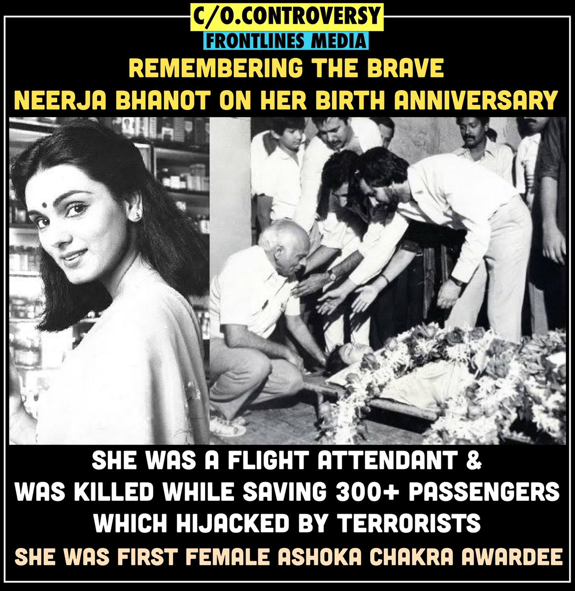 Remembering #NeerjaBhanot 
Who saved 300+ passengers scarifying her life!

#NeerjaBhanot