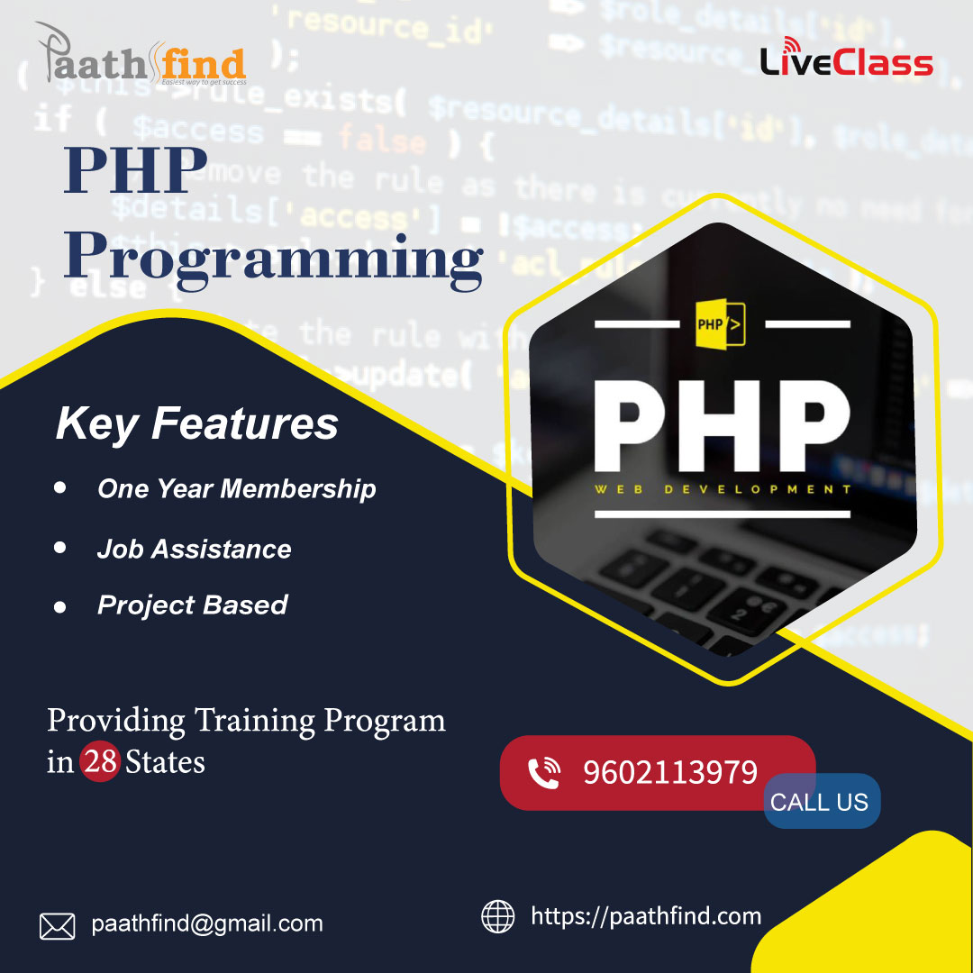 Paathfind1's tweet image. Learn PHP from beginning. Our course is planned by industry specialists. You will get 100% practical clarification in our live classes.
.
Visit us : paathfind.com/courses/php-tr…
.
#ONLINEPHPTRAININGCOURSEINJAIPUR #PHPCLASSES #PHPCOURSE #PHPONLINETRAININGCOURSES #PHPTRAINING