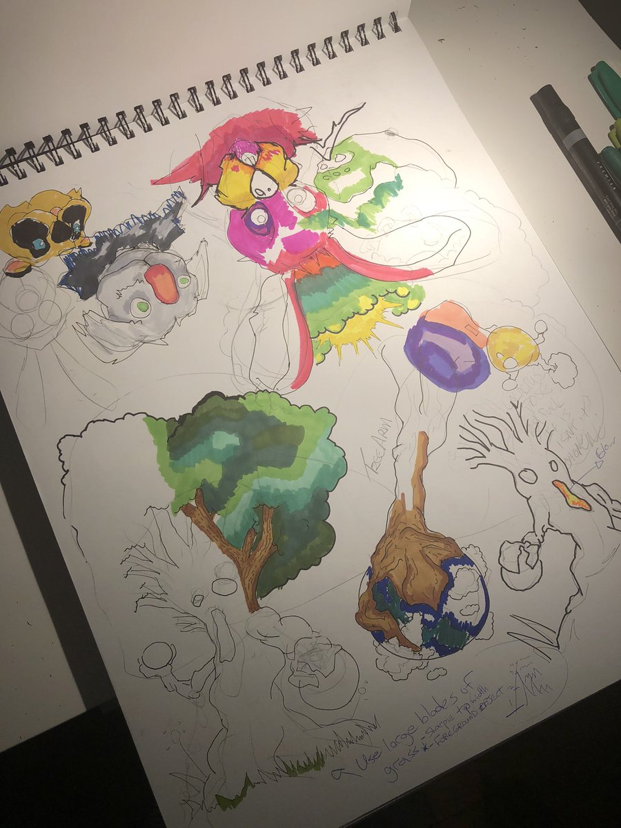 Maccphill's tweet image. Don’t forget.. made sure to have a plan when going about these trees. Trimmed back a ton of fat. But I think these initial designs helped make even the second piece easier to draw/colour. #artistnotes #nftartist