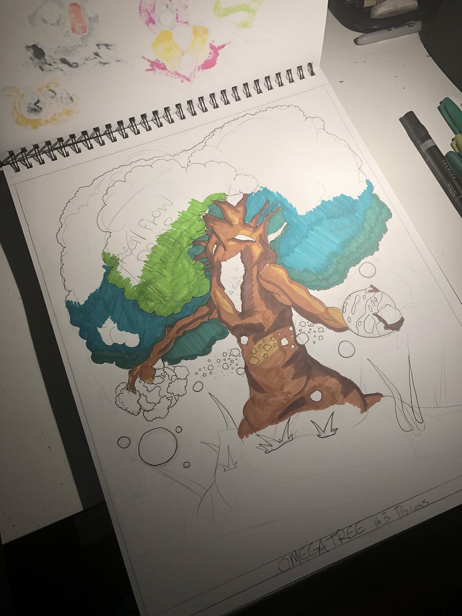 Maccphill's tweet image. Don’t forget.. made sure to have a plan when going about these trees. Trimmed back a ton of fat. But I think these initial designs helped make even the second piece easier to draw/colour. #artistnotes #nftartist
