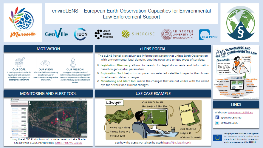 enviroLENS's tweet photo. We are excited to promote our work at the #IUCNcongress this week! 📢

Explore our poster on #EarthObservation for #LawEnforcement here 👉 https://t.co/YbWRKDBdTz

@HorizonEU @CopernicusEU 
@GeoVille_GmbH @Aristoteleio @sinergise @DLA_Piper @JSI_SLO https://t.co/N0XeOPmIzO