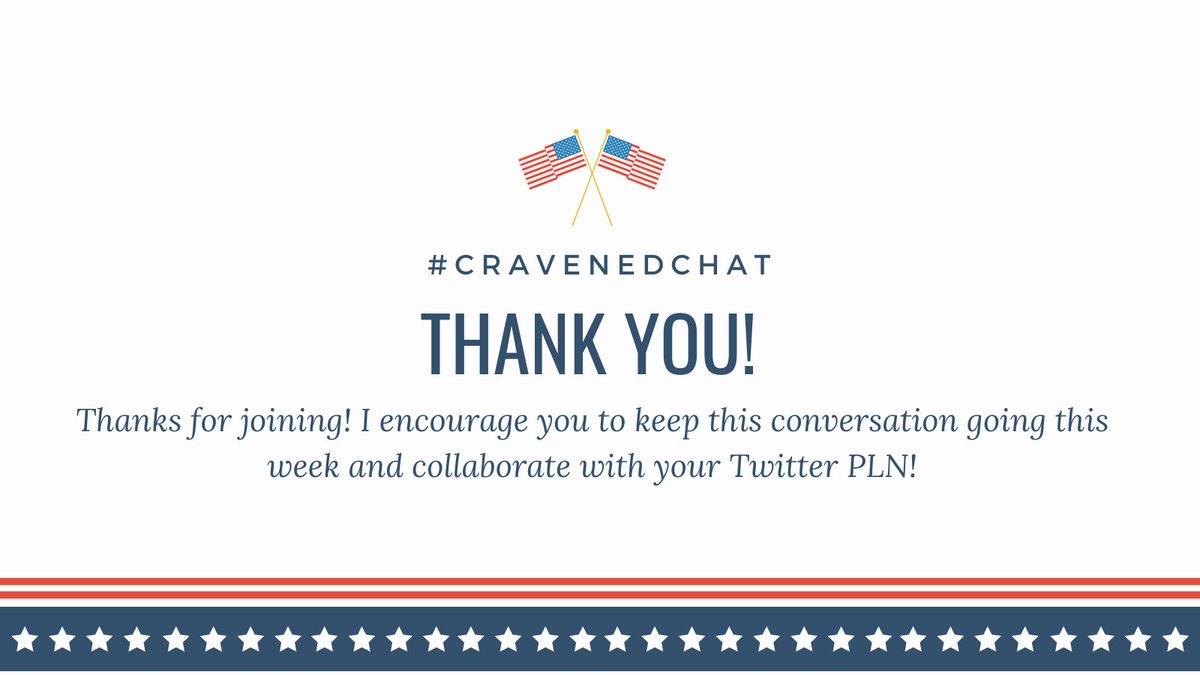 Thanks for joining #CravenEdChat! Happy Labor Day!