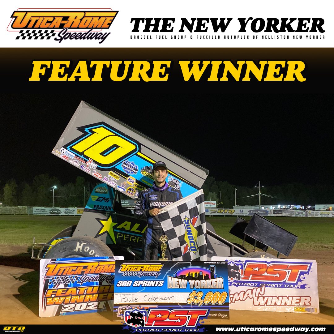 Utica-Rome Speedway (@ur_speedway) on Twitter photo π Paulie Colagiovanni wins the Patriot Sprint Tour feature! π Paulie Colagiovanni wins the Patriot Sprint Tour feature!