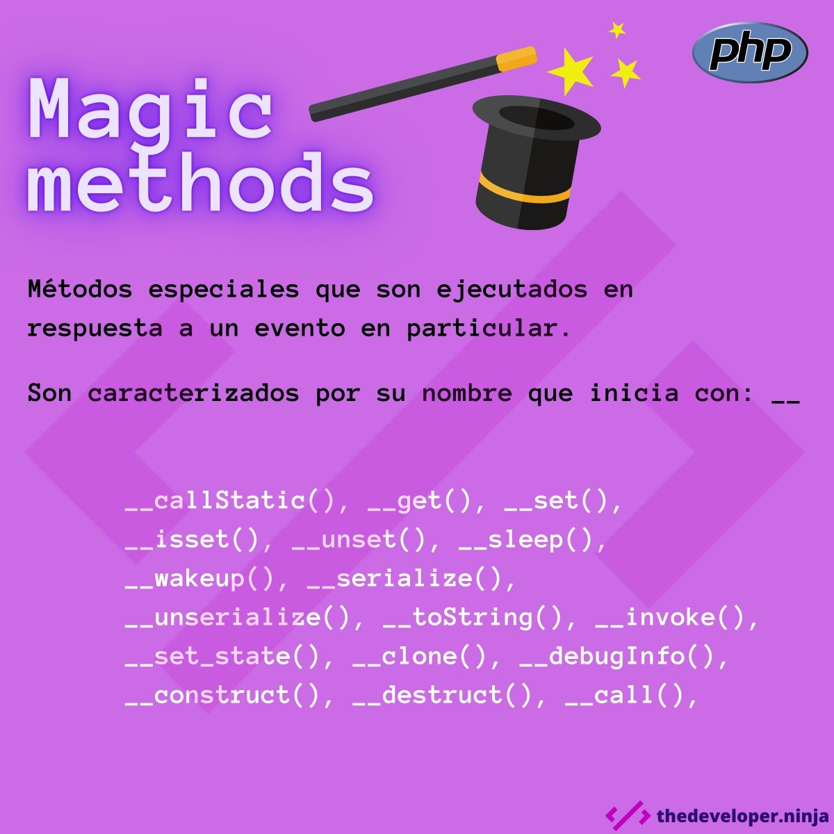 ThedeveloperN's tweet image. ¿Quién dijo que programar no era mágico? ✨
#magic_methods
#php