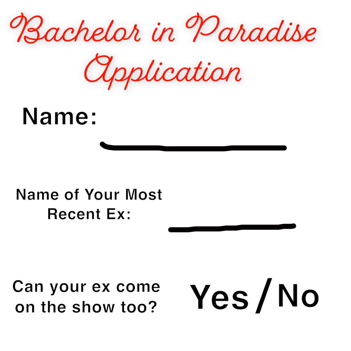 This season’s application for paradise 
#bachelorinparadise
#bachelorinparadiseabc