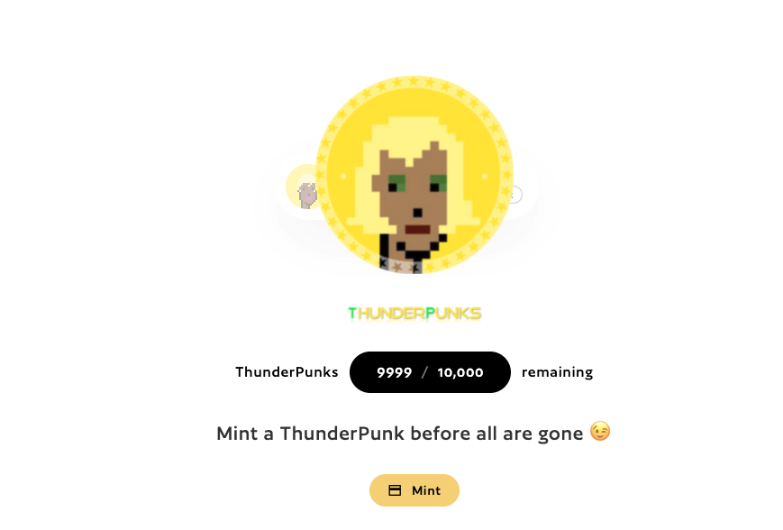 BitcoinPressX's tweet photo. #Punks are now available on Thunderecore Network. You can #mint a Thunderpunk #NFT now for a limited time.

>> https://t.co/iyJoCt1nRR

#thundercore #NFTs #crytopunks #Thunderpunks $MCHC $RICH $FARM $TWT $CLV $QNT $SUSHI $HOT $YFI $ATLAS $BGLD $FTM $PVU $SLIM $OMI $XCH $SC $VXV https://t.co/cST5Rg3BfR