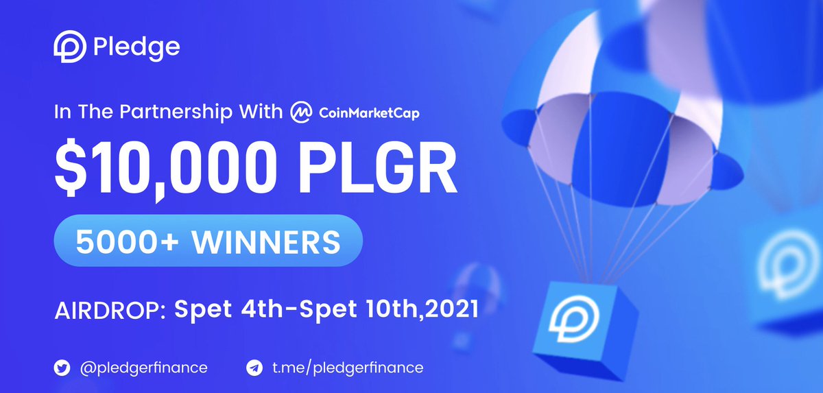 Just a quick reminder, our airdrop with <a href="/CoinMarketCap/">CoinMarketCap</a> will last for another 3 days!! 

Check out how you can be eligible on coinmarketcap.com/currencies/ple…  🚀🚀🚀 
#Airdrop #Pledge #PLGR