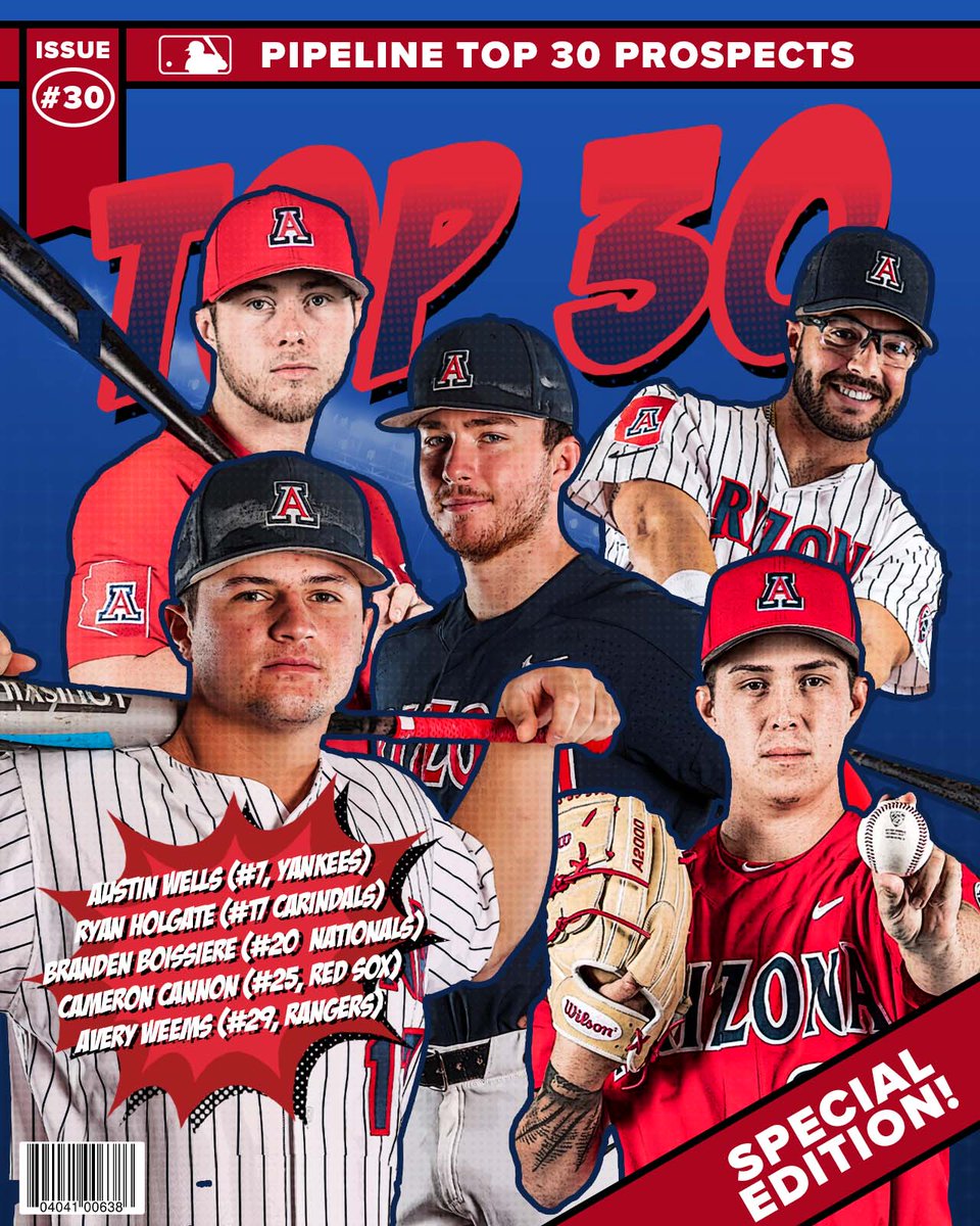 ArizonaBaseball's tweet photo. Hard work paying off! Top 3⃣0⃣ talents across five @MLB organizations 😤 #BearDown https://t.co/0HlLAuJlnd