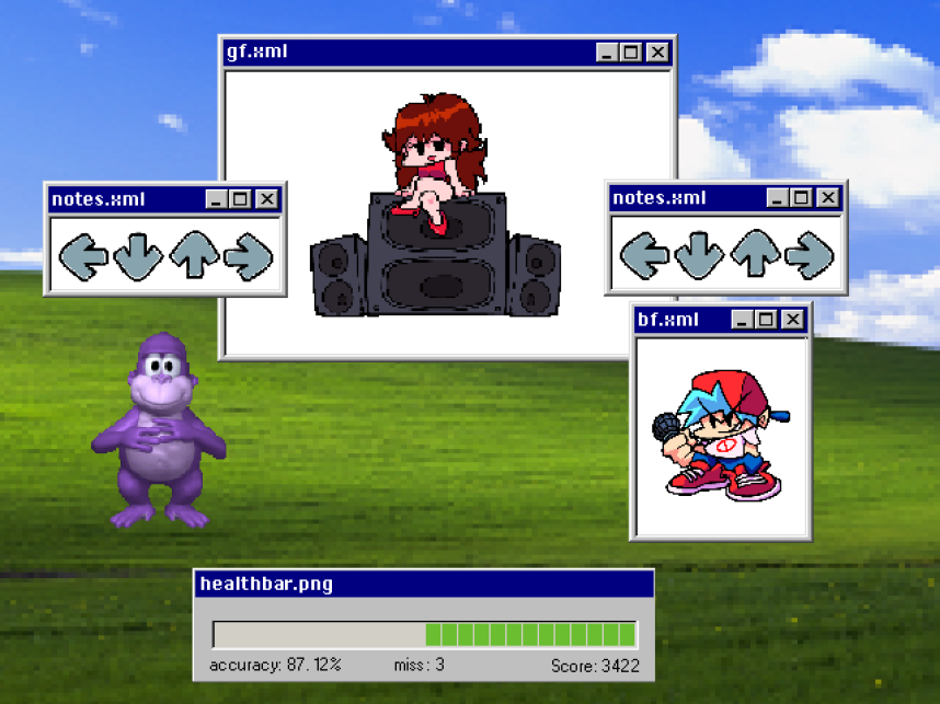 MrkySpices on X: totally original fnf ideas, bonzi buddy, daddy dearest  now trap them in win 98 #fridaynightfunkin #FNF  / X