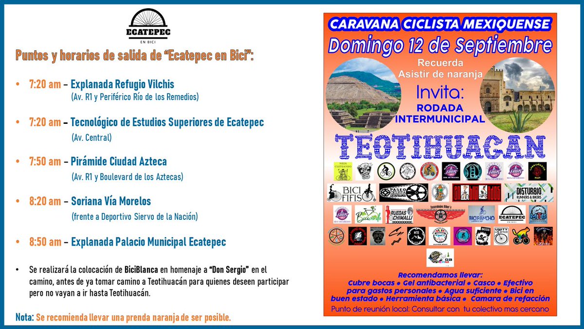 ¿Vas a acudir a la Rodada de la "2da. Caravana Ciclista Mexiquense a Teotihuacan"? 🚴🏻‍♀️🚴🏻🚴🏻‍♂️
😃 Ayúdanos a contestar la siguiente encuesta con el siguiente link: 
👉🏻forms.gle/VYHifuKfEmp3yW…  👈🏻