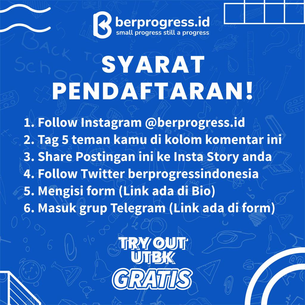 berprogressid's tweet image. Hello #progresser, TRY OUT GRATIS SEPTEMBER KALI INI TELAH DI BUKA!!! YUUKK GASS LANGSUNG DAFTAR AJAAAA! GA BALAL KECEWA DEH SAMA SOAL" NYA

#utbk #utbkgratis #utbkfest #utbk2022 #utbksbmptn #utbksaintek #utbksoshum #utbktps #tryoutsbmptn #tryoutgratis