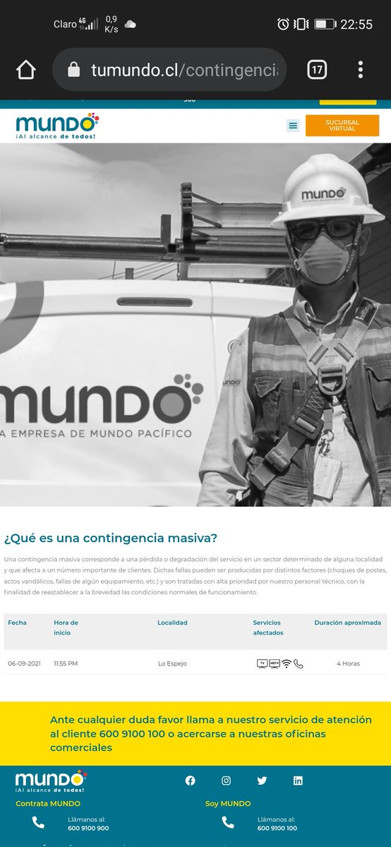 claudiovc1607's tweet photo. Que pasa @mundo_pacifico, cuando se ponen a trabajar? Ya son casi 4 días sin internet y en la página siguen cambiando la hora de inicio de sus trabajos? Los bots que tienen respondiendo automático trabajan más 🤷 hasta cuándo? Necesitamos solución!! @subtel_chile @ReclamosSubtel https://t.co/T642vklMp5