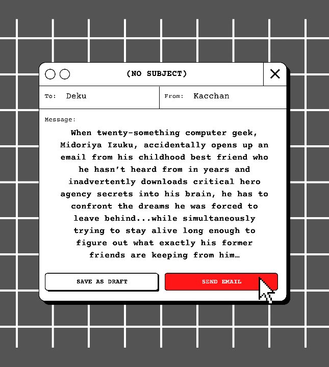 "deku vs. the intersect"

BakuDeku | 8.4K | T | based on “Chuck”

The story about how Izuku gets betrayed by his best friend, gets kicked out of hero school, and somehow manages to download a supercomputer into his brain.

Written for the <a href="/IzukuBigBang/">Izuku Big Bang @ Concluded☀️🌱</a> 

archiveofourown.org/works/33726394