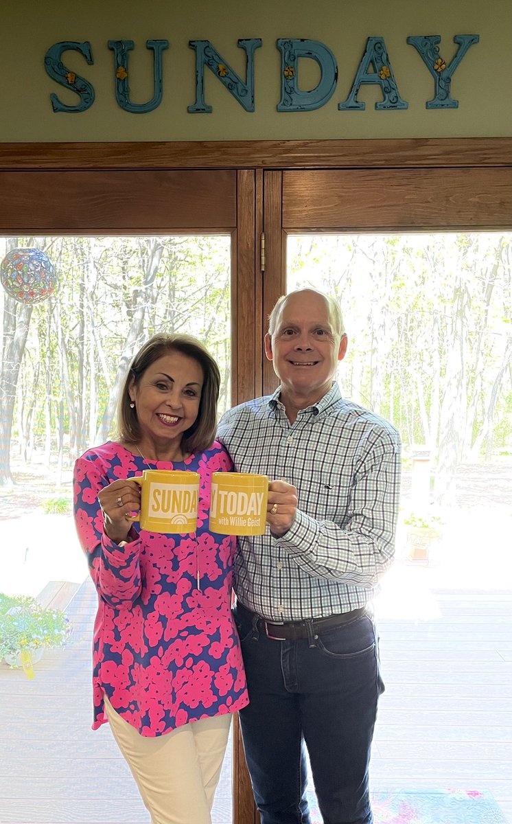 kenoshajosh's tweet photo. #SundayTODAY Mug Shots.  @WillieGeist Terry and Jim Bestor enjoying their coffee at the Sunday Household in Trevor, WI.  Happy Anniversary from your son and daughter-in-law!! https://t.co/d2gsy3zS90