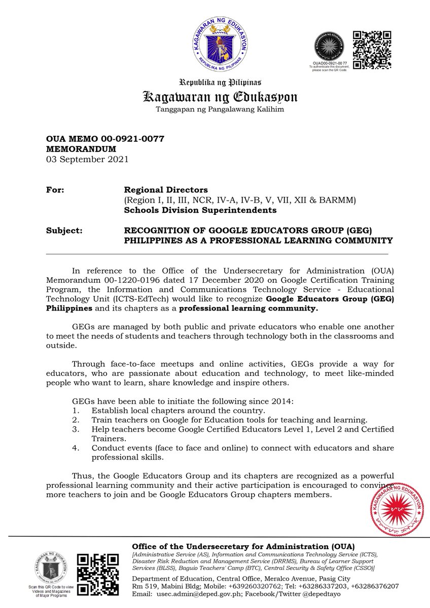 GEGPhilippines's tweet photo. @GEGPhilippines is now recognized as a National Professional Learning Community by Department of Education Philippines @DepEd_PH 

@GegProgram #GEGPhilippines https://t.co/zGZqf6aGpv