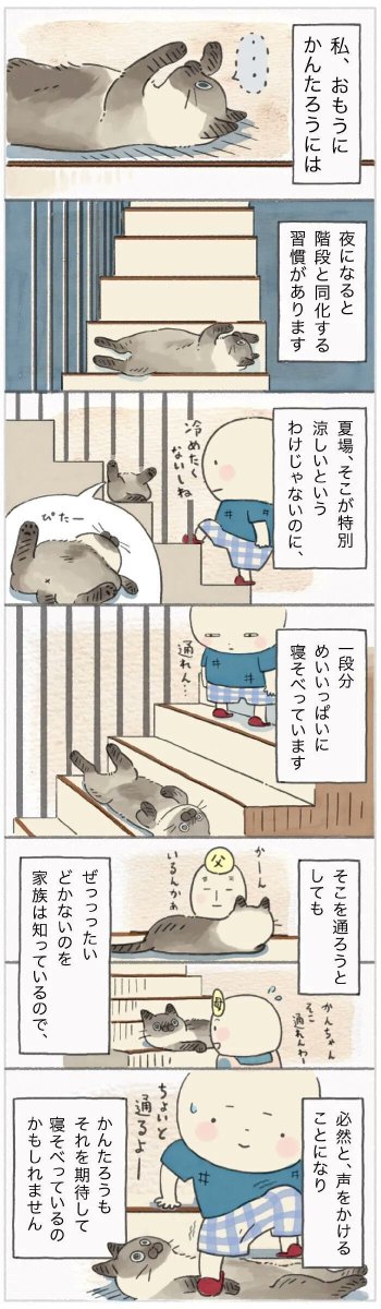 猫が階段と同化する夜。ぜっっったいに動かない猫と、動じない家族【連載】ねこ連れ草 191話め|ねこのきもちWEB MAGAZINE https://t.co/lgq1vlADEF 