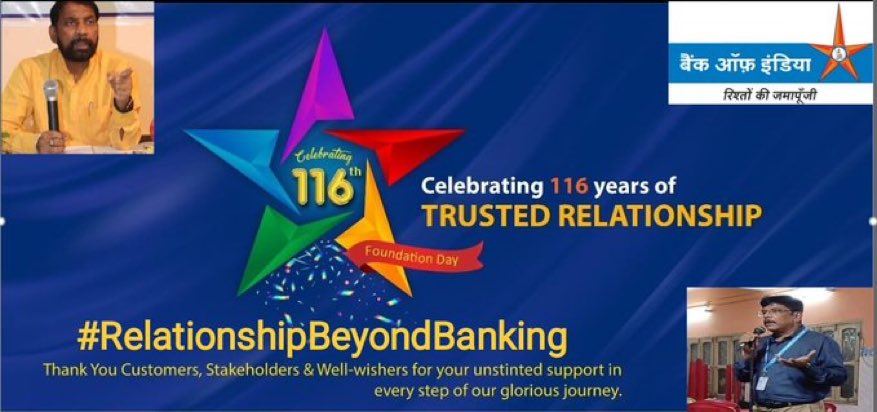 #RelationshipBeyondBanking In the service of the nation past 115 glorious years and stepping into 116th year. @PMOIndia @DFS_India @nsitharamanoffc @officialAIBOC @CBOA_India @CBOFofficial @HansrajMeena @yuvahallabol @ChairmanIba