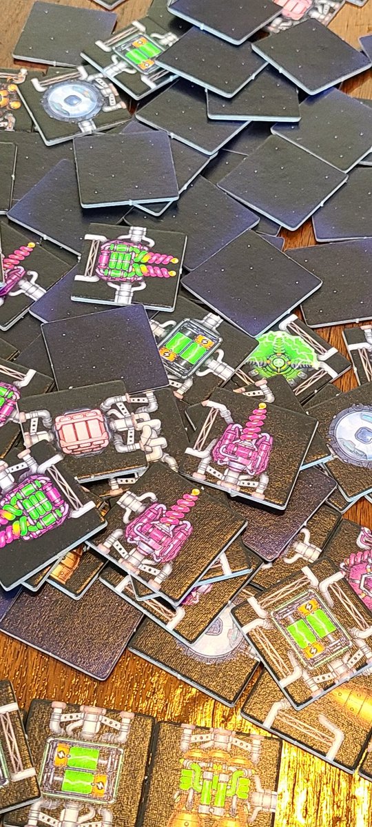 TableIt_'s tweet image. We are very bad at Galaxy Trucker from @czechgames, but that doesn&apos;t stop us playing over and over again to build better ships! Watching as meteors and space pirates rip our creations apart. Maybe eventually we will make a buck off of some cargo... Great fun in this little box!