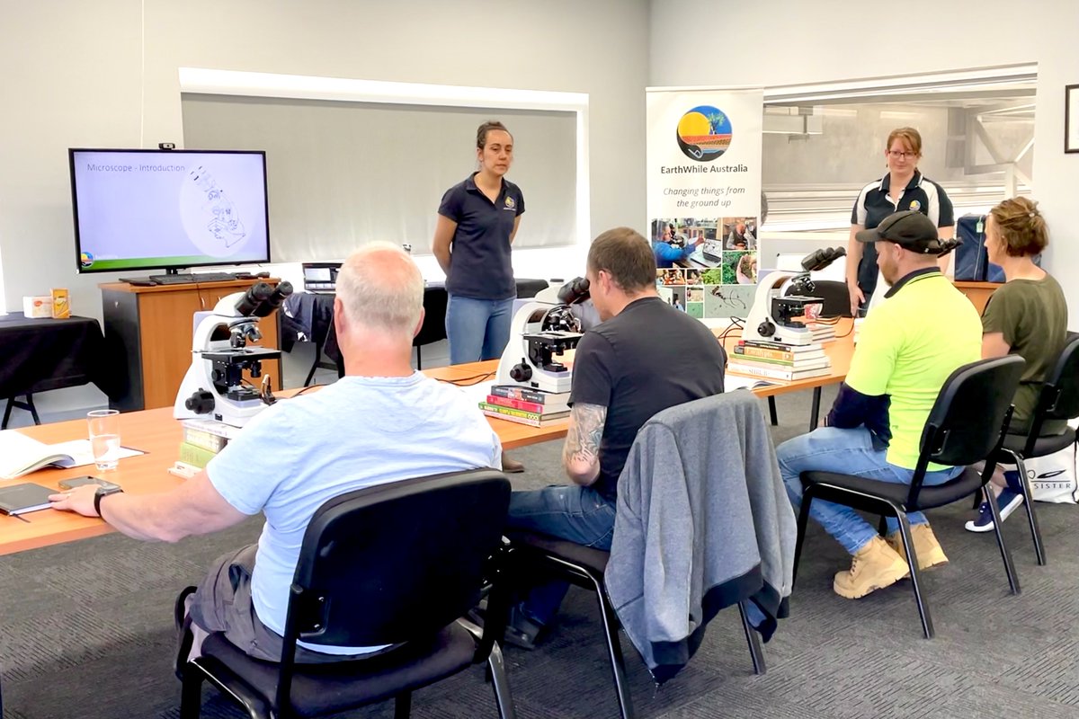 First step ... learning to use microscopes at today's Foundational Soil Microscopy Workshop!