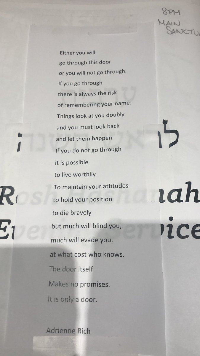 I learned from <a href="/TheRaDR/">Rabbi Danya Ruttenberg</a> to put a kavanah on my #machzor, my #HHD prayerbook. This year, it’s Adrienne Rich.